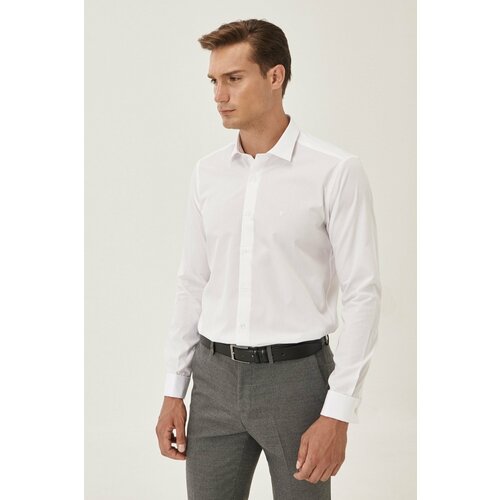 ALTINYILDIZ CLASSICS Men's White Easy-to-Iron Slim Fit Slim Fit Classic Collar Cotton Shirt. Cene