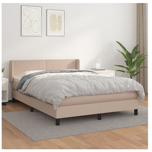 VidaXL Box spring postelja z vzmetnico kapučino 140x190cm um Slike