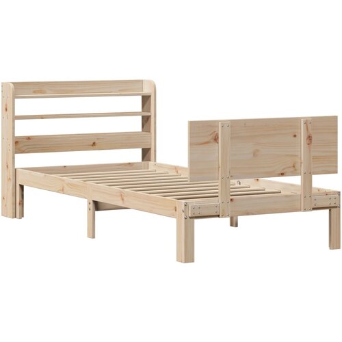 VidaXL Posteljni okvir z vzglavjem bel 75x190 cm trdna borovina, (21303372) Slike