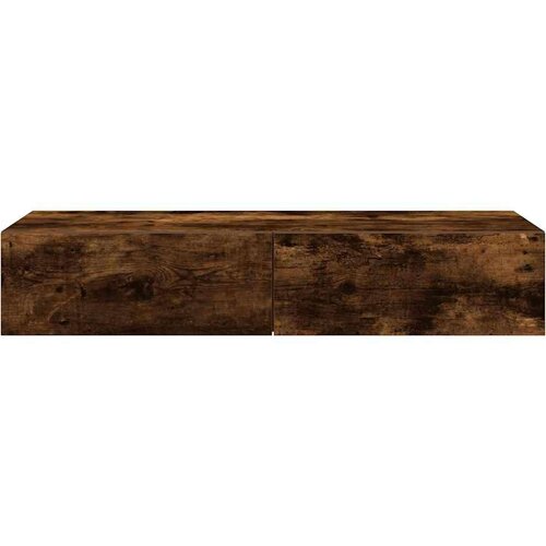 VidaXL Zidna polica s ladicama dimljeni hrast 100x36x19 cm Slike
