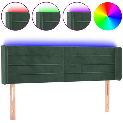 vidaXL LED posteljno vzglavje temno zeleno 147x16x78/88 cm žamet, (20951942) Cene