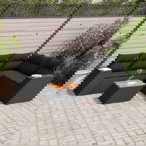  6-dijelni set vrtnih sofa s jastucima crni od poliratana Cijene