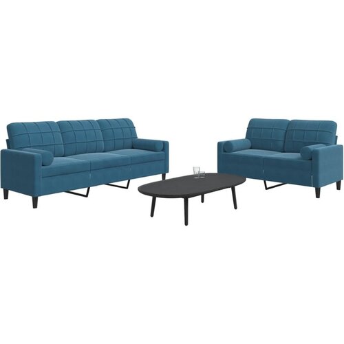vidaXL 2-dijelni set sofa s jastucima plavi baršunasti Cijene