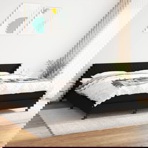 vidaXL Box spring postelja z vzmetnico črna 160x200 cm blago Cene