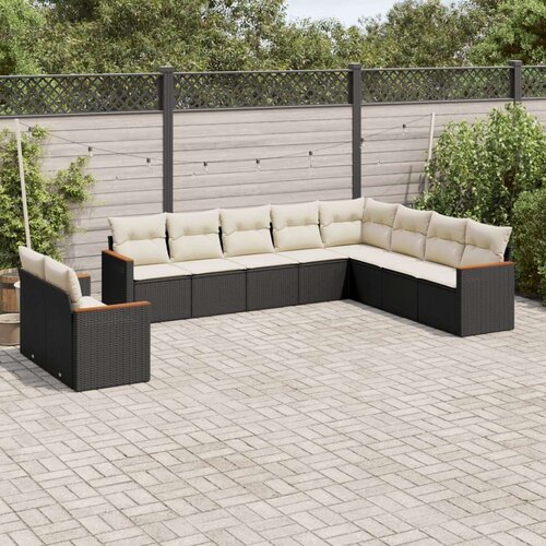  10-dijelni set vrtnih sofa s jastucima crni od poliratana Cijene