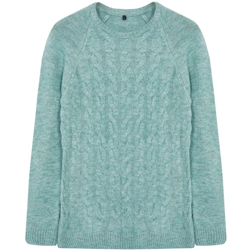 Trendyol Mint Slim Crew Neck Hair Knitted Knitwear Sweater