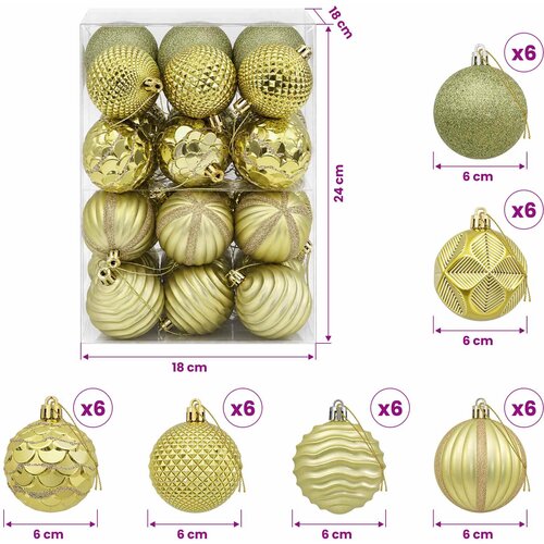  Set božićnih kuglica 36 kom. Svijetlo zelena 6 cm Polistiren Slike
