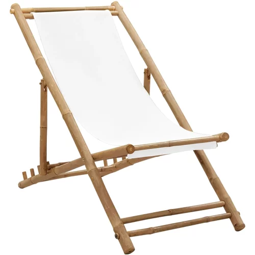 vidaXL Vrtna stolica bambus i platno