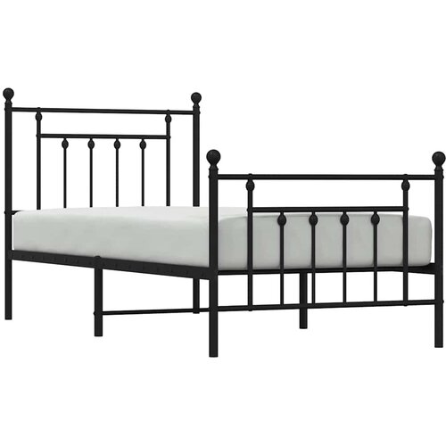  Metalni okvir kreveta uzglavlje i podnožje crni 90 x 200 cm Slike