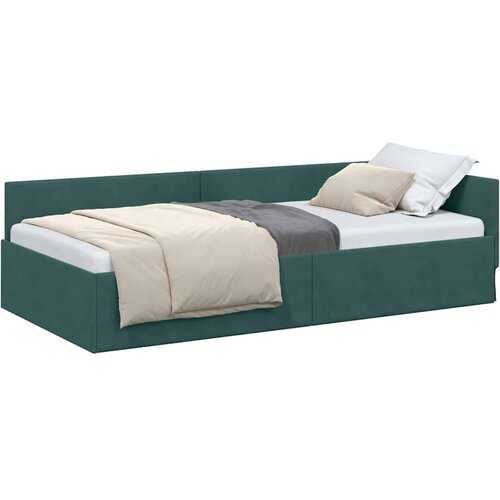 VidaXL Kutni okvir kreveta Ostalo s uzglavljem Tamnozelena 90 x 200 cm Slike