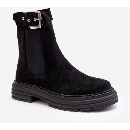 Boto Suede Ankle Boots On Massive Sole Black Ozaro Cene