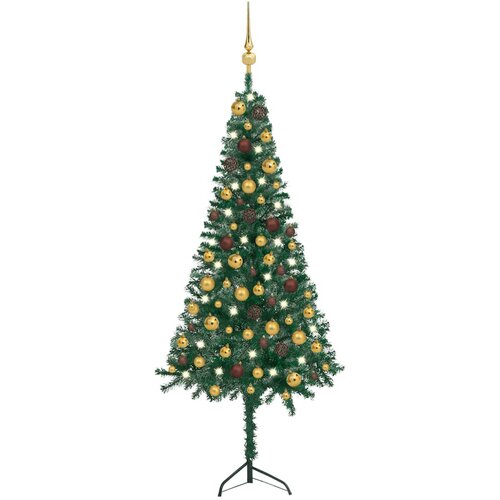 VidaXL kutno umjetno božićno drvce LED s kuglicama zeleno 120 cm PVC Slike