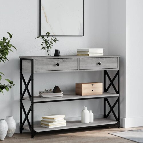 The Living Store Konzolna mizica siva sonoma 100x28x75 cm inženirski les - Konzolna Mizica, (21574344) Slike