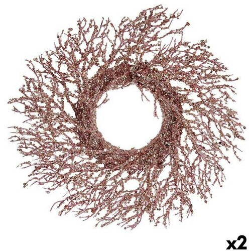  Coroană de Crăciun Grana Roza Plastika 50 x 10 x 50 cm (2 kom.) Slike