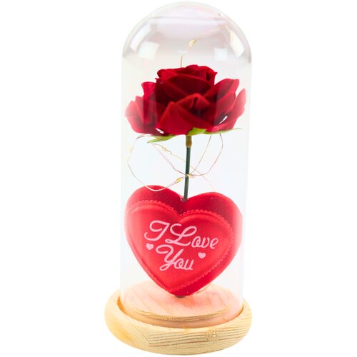  Rose in Dome with LED Lighting Red with Heart 18.5x8cm Cene