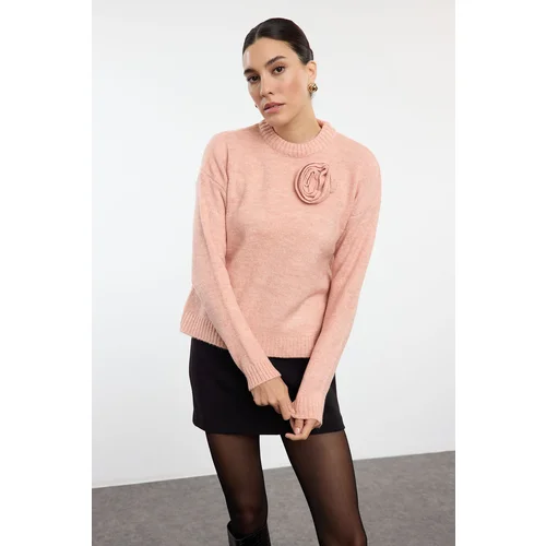 Trendyol Powder Rose Detailed Soft Texture Knitwear Sweater