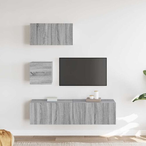  4-dijelni set TV ormarića sivog sonome konstruirano drvo Slike