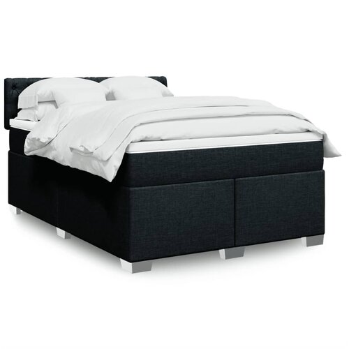 vidaXL Box spring postelja z vzmetnico črna 160x200 cm blago Cene