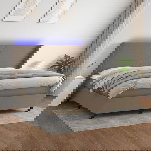 The Living Store Box spring postelja z vzmetnico LED taupe 180x200 cm blago - Box Spring Postelja, (21515810) Cene