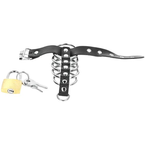 Kink prsten za penis s metalnim prstenovima (crni) Slike