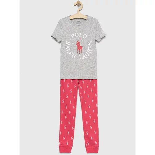 Polo Ralph Lauren otroška bombažna pižama roza barva