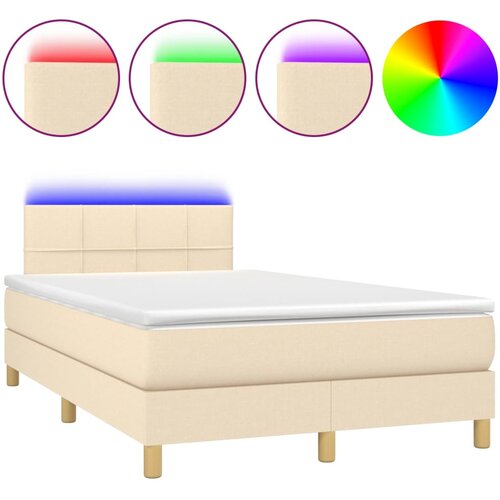  box spring s madracem LED krem 120 x 200 cm od tkanine Slike