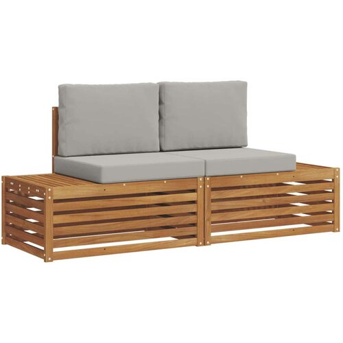  Set vanjskih sofa s jastukom 2 Komad Prirodna i svijetlo siva Slike