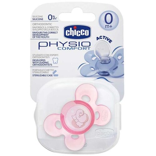 Chicco Varalica physio silikon 0-6m 1/1 0%BPA-roza udobnost, roza Slike