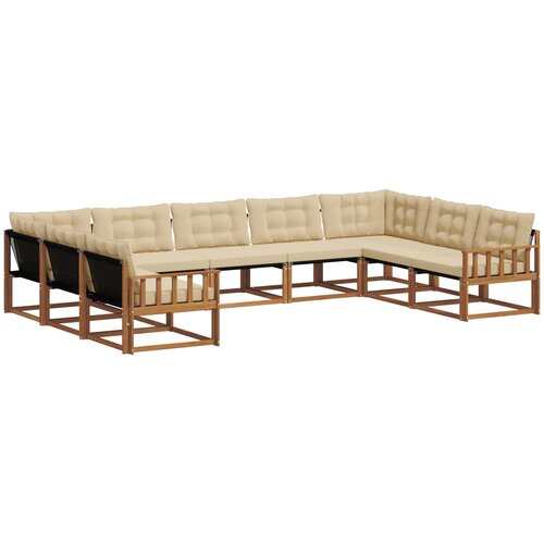  Set vanjskih sofa 9 kom. Prirodna i bež Smeđa 404 x 247,5 x 73 cm Slike