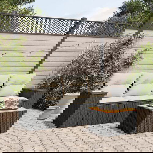  The Living Store Vrtna sedežna garnitura 4-delna z blazinami črna poli ratan - Vrtna Sedežna Garniture, (21477038) Cene