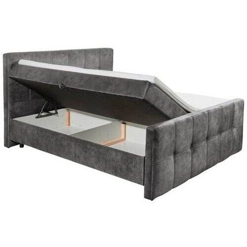 MID.YOU POSTELJA Z VZMETNICO 160 cm x 200 cm , tekstil, leseni material antracit Slike