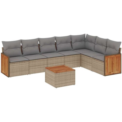 VidaXL 8-dijelni set vrtnih sofa od poliratana s jastucima bež Slike