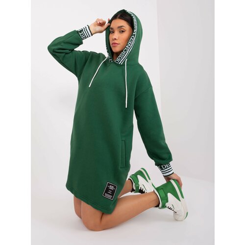 Fashion Hunters Dark green hoodie dress Slike