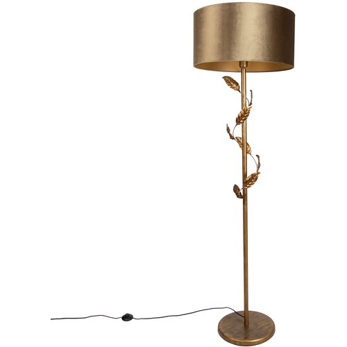 QAZQA Vloerlamp goud met kap brons en gouden binnenkant 50cm - Linden Cene