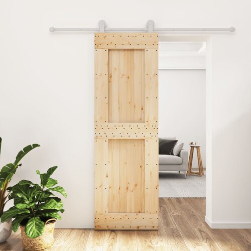 vidaXL Drsna vrata s kompletom vodil 70x210 cm trdna borovina Cene