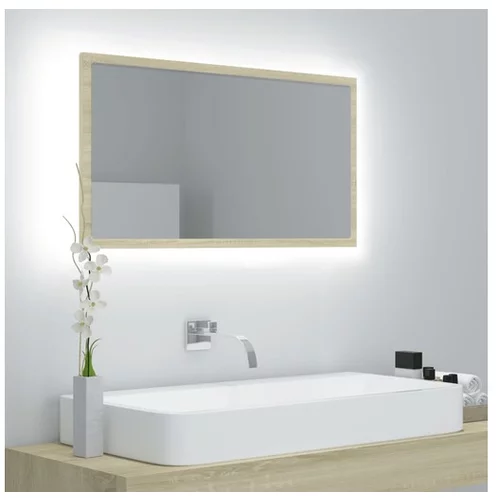  LED kopalniško ogledalo sonoma hrast 80x8,5x37 cm iverna pl.