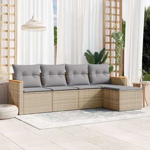  5-dijelni set vrtnih sofa s jastucima bež od poliratana Cene