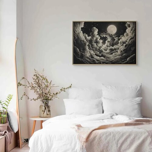  Slika - Moon and Stars Singing Among the Great Clouds 120x80 U prirodnom drvenom okviru Cene