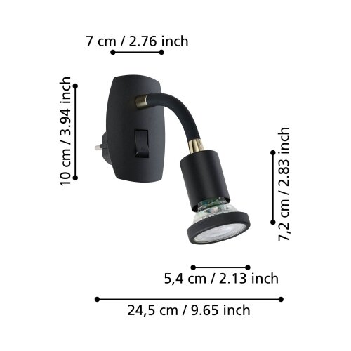 Eglo 300912 - led svetiljka za utičnicu parrini 1xGU10/4,5W/230V crna Slike