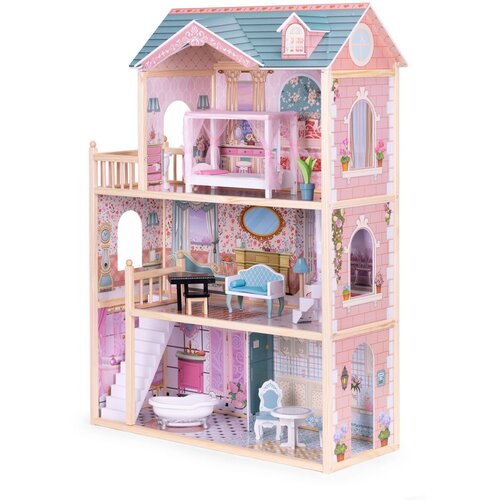 ECO TOYS drvena kuća za lutke, 11 komada namje&amp;scaron;taja Slike