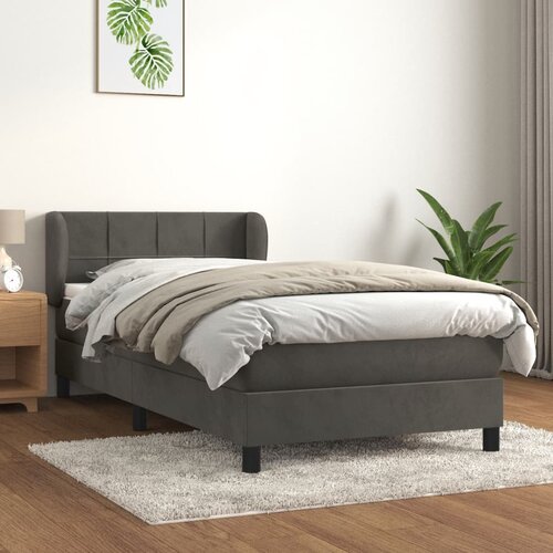 vidaXL Box spring krevet s madracem tamnosivi 90x190 cm baršunasti Cijene