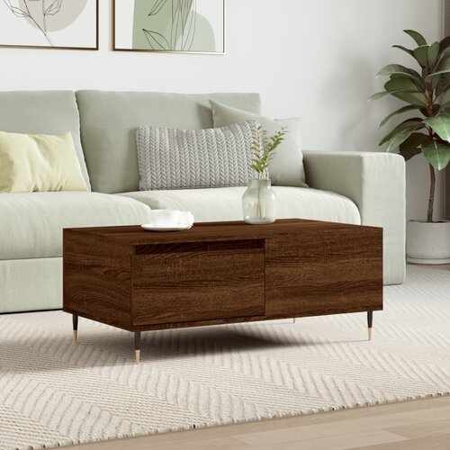 VidaXL Klubska mizica rjav hrast 90x50x36,5 cm inženirski les Slike