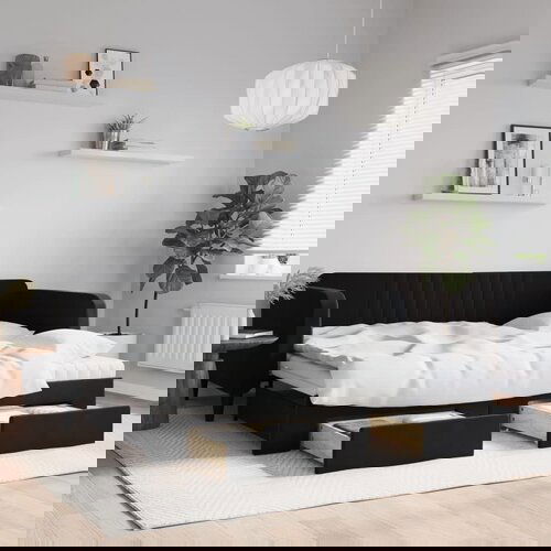 VidaXL Dnevni krevet na razvlačenje s ladicama crni 100x200 cm bar&amp;scaron;un Slike
