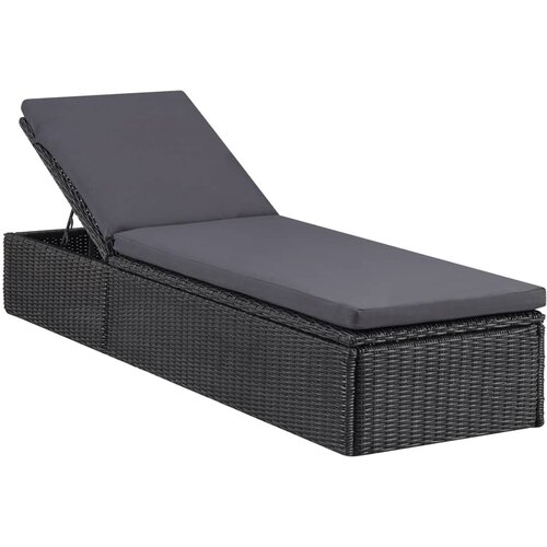 VidaXL Ležalnik iz poli ratana črn in temno siv Slike