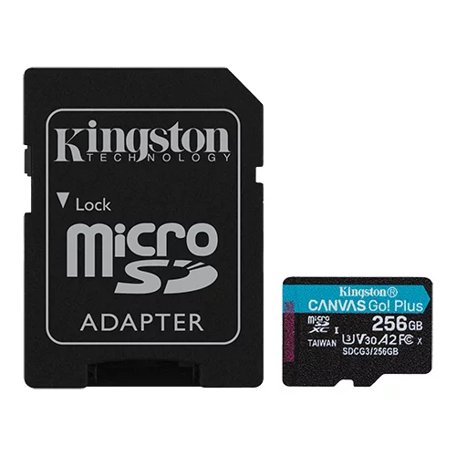 Kingston SDXC micro 256GB Canvas Go Plus, 170/90MB/s, C10, UHS-I, U3, V30, A2, adapter SDCG3/256GB