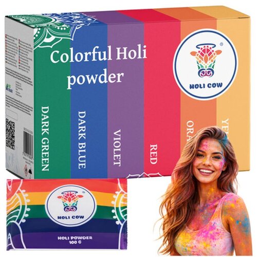  Holi Cow set Holi boja u prahu 6 x 100 g Slike