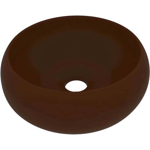  Luksuzni okrugli umivaonik mat tamnosmeđi 40 x 15 cm keramički Slike