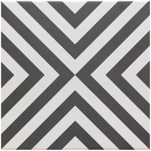 Retro Gres ploščica Zebre Schwartz (20 x 20 cm, črna/bela, mat)