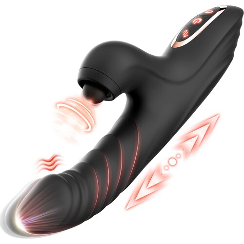 SuperLove Powerful Thrusting G-Spot Rabbit Vibrator Black Cene
