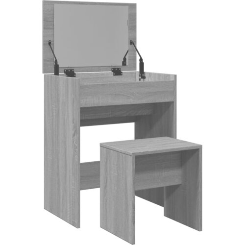  Toaletni stolić sa stolcem siva boja hrasta 60 x 40 x 113,5 cm Slike